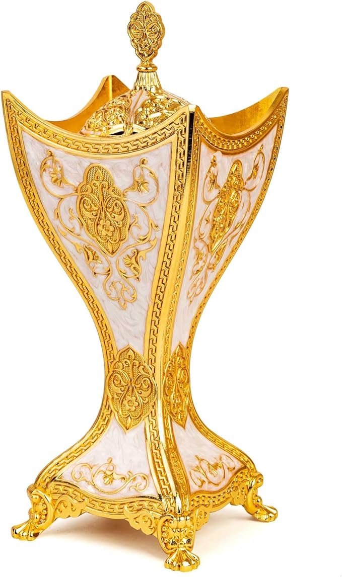 Bakhoor Incense Burner, 11Inches Charcoal Incense Burner - for Yoga, Spa Aromatherapy, Office & Home Decor, Trophy Shape (Gold)