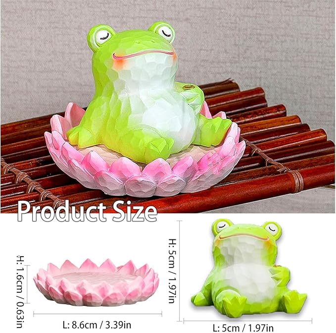 Frog Lotus Incense Holder Cute Animal Figurine Incense Burner Flower Stand Ash Catcher Creative Cartoon Resin Frog Statue for Home Room Decor Meditation Yoga Spa
