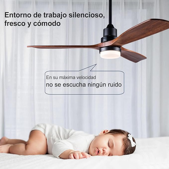 60 Inch Ceiling Fans with Lights and Remote Control, Dimmable LED Light,Quite DC Motor, Indoor Outdoor Wood Ceiling Fan with 3 Blade for Patio Living Room, Bedroom, Office, Summer House