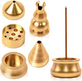 6 Pcs Gold Incense Holder, Small Brass Incense Holder, Incense Holders for Sticks, Insence Holder, Incense Stick Burner, Incense Cone Burner Holder, Small Incense Holder for Indoor Outdoor Use (Gold)