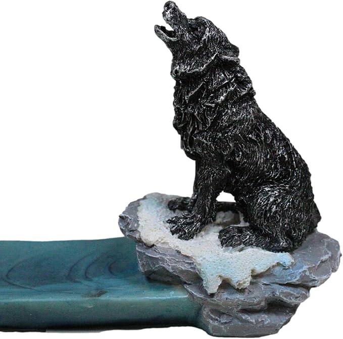Ebros Gift Alpha Tundra Forest Gray Wolf Remus Howling Incense Burner Holder Figurine Mystic Moon Howler Wolves and Timberwolves Decor