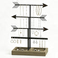Urban Deco Arrow Jewelry Organizer Stand 4-Tier Black Jewelry Stand Necklace Organizer With Wooden Ring Holder For Jewelry Display Bracelet Holder Stand Earring Organizer For Girls - Black