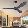 60 Inch Ceiling Fan without Light ，Wood Indoor Outdoor Ceiling Fans No Light for Patios Big Outside Farmhouse Ceiling Fan for Living Room Dining Room (Grey)