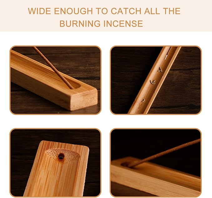HOSSIAN Incense Holders-Bamboo Incense Holder for Sticks-Ash Catcher Wooden Handmade Gift 11 inches