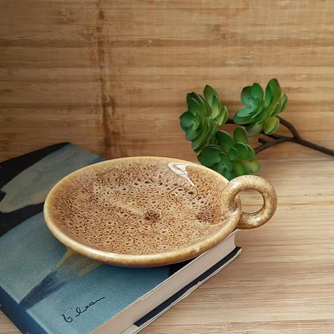 Ceramic Candle Holder Incense Holder & Candle Tray Vintage Sage Burner Tray for Pillar Candles Palo Santo Sticks Flameless Candles Meditation & Home Decor