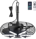 Coolbull Outdoor Ceiling Fans with Lights, 20'' Hanging Fan, Plug and Play | Wet Rated, Remote & APP Control Black Outdoor Fan with Hook for Gazebos, Patios, Porches, Decks