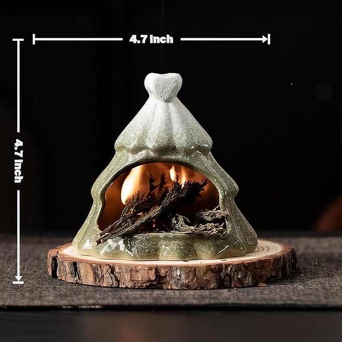 Handmade Ceramic Palo Santo Holder – Suitable for Burning Sage & Palo Santo - Mini Chimenea-Style Burner, an Incense Burner for Spiritual Meditation, Yoga or Home Decoration