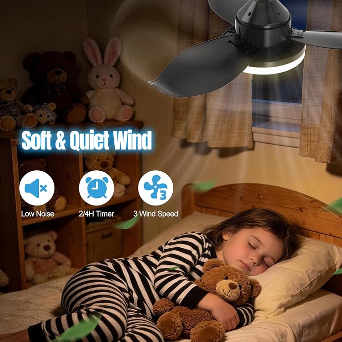 25" Socket Fan Light, Flower Shape 3000 Lumens Small Ceiling Fans with Lights and Remote, E26/E27 Light Bulb Fan with Reversible Motor, Dimmable 3000K-6500K for Bedroom Hallway Garage