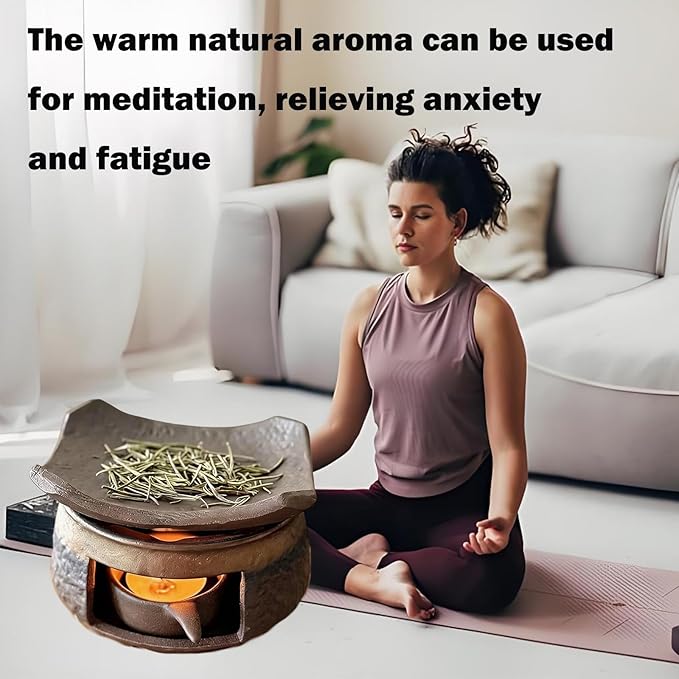 Incense Burner Kit, Zen Burner, Zen Ceramic Incense Holder with Wooden Tongs, Ceramic Aromatherapy Burner, Aromatherapy Stove for Bedtime Calm, Meditation, Home and Office