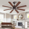 ZMISHIBO 52 inch Ceiling Fan no Light, 8 Blades Oil Bronze Ceiling Fans without lights, Quiet Rerverible DC Motor, 6speeds, for Bedroom, Living Room, Home Office and Patio