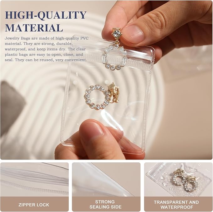 HOMEHIVE Travel Jewelry Bags, 20Pcs Clear Travel Jewelry Organizer, Portable Anti Tarnish Jewelry Storage Pouch Bag Gift for Women Girl, 20Pcs Clear Bags
