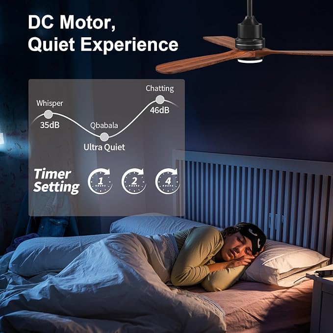 Obabala Ceiling Fans with Lights 52IN Outdoor Ceiling Fan with Remote Control Wood Modern Ceiling Fans with Light for Patios Noiseless Reversible DC Motor