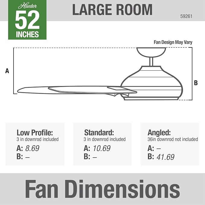 Hunter Cassius, Outdoor or Indoor, Ceiling Fan, 52 inch, New Bronze | No Light, Standard Mount, Pull Chain, 3 Blades, For Living Room, Patio, Porch, Garage, 59261