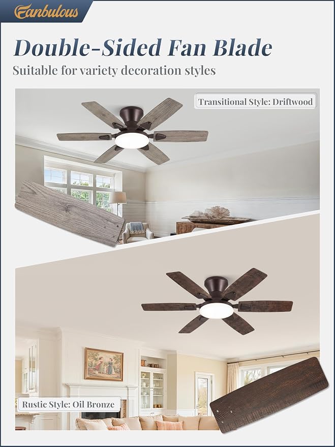 Fanbulous Ceiling Fans with Lights, 42 Inch 6-Blade, Smart APP & Remote Control, Dimmable 5CCT LED with Smart Memory, DC Motor Quiet for Bedroom Living Room, Damp Rated for Outdoor Covered Patio