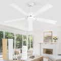 ZMISHIBO 52 Inch Ceiling Fans without Lights, White Ceiling Fan with Pull Chain, 6-Speeds, Quiet DC Motor, Remote Control, Outdoor Ceiling Fan for Patios, Living Room, Kitchen, Shop