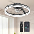 Ceiling Fans with Lights and Remote, 20" Low Profile Flush Mount Ceiling Fan, 3000-6500K Dimmable LED Fandelier, 6 Quiet Speeds for Bedroom