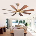 60 inch Gold Ceiling Fans with Lights and Remote, Indoor & Outdoor Large Industrial Ceiling Fan for Gazebo Living Room Garage, High Modern Big Ceiling Fan Quiet DC Motor, 3 CCT, Timer, 6 Speed