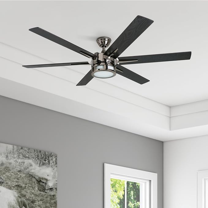 Honeywell Ceiling Fans with Lights, Kaliza LED Indoor Fan w/ 6 Blades, 56 Inch, Gun Metal - Smart Remote-Controlled Fan with Quiet Motor for Home and Bedroom