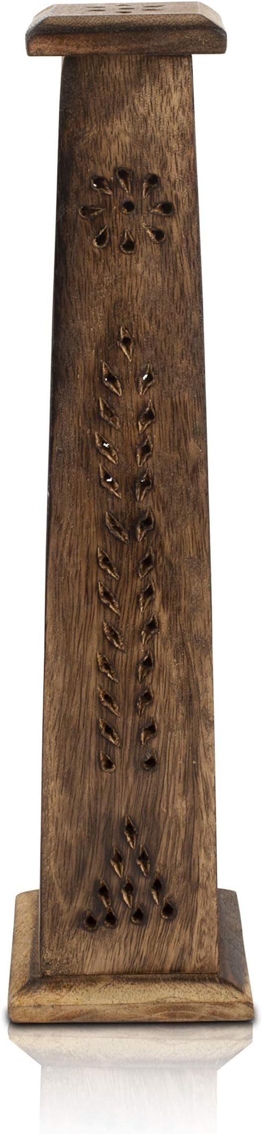 Wooden Incense Stick & Cone Burner Holder Tower Large Organic Eco Friendly Ash Catcher Agarbatti Holder Rustic Style Hand Carved for Meditation Yoga Aromatherapy Home Fragrance Products
