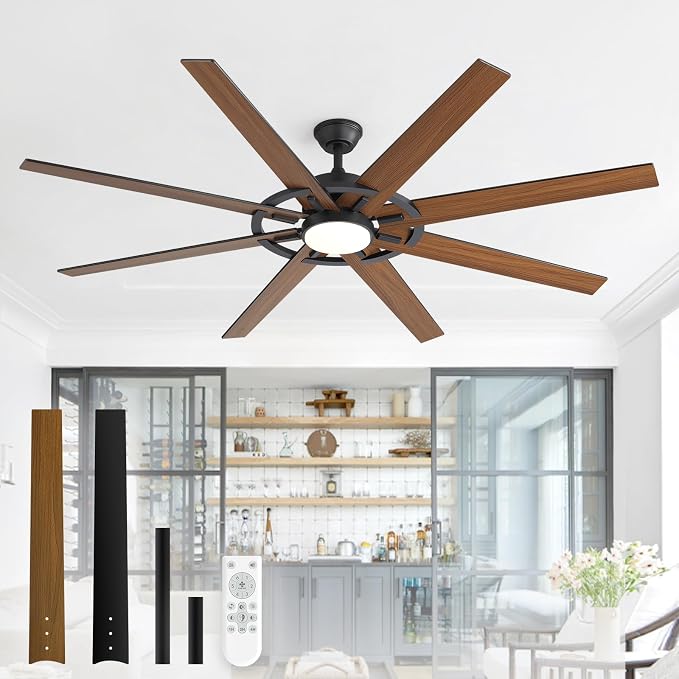 72 Inch Farmhouse Chandelier Ceiling Fan, Ceiling Fans with Lights and Remote, for Bedroom Rustic Lighting Ceiling Fans Outdoor Indoor, 6 Speed Reversible Quiet DC Motor, Noiseless