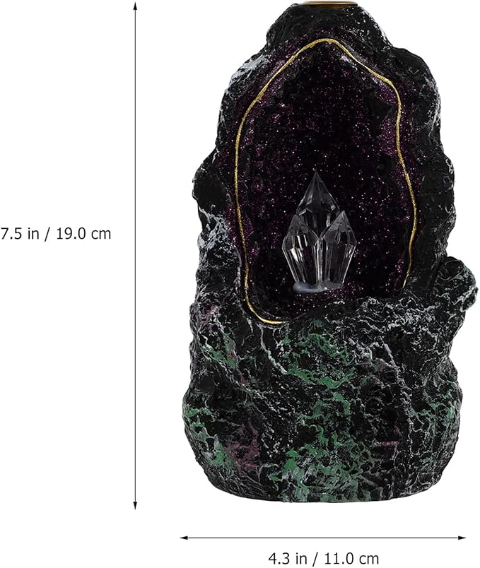 LED Backflow Incense Burner Waterfall Incense Holder Resin Aroma Ornaments Indoor Night Light for Home Office