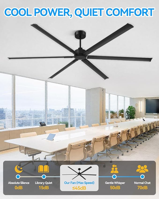 [Heavy Duty] 120 Inch Industrial Ceiling Fan, Big Assed Fan, HVLS Extra Large Commercial Ceiling Fan with Aluminum Blades, Remote Control, Powerful Reversible DC Motor for Warehouse, Shop, Garage