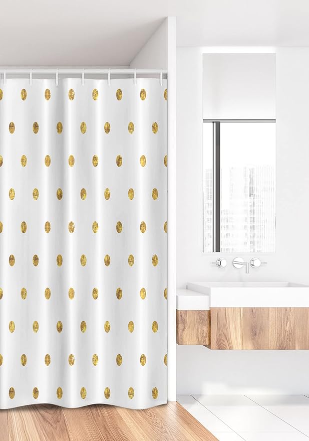 Ambesonne Modern Stall Shower Curtain, Blurry Crystalised Yellow Ombre Geometric Circles Rounds Plain Backdrop Print, Fabric Bathroom Decor Set with Hooks, 36" W x 72" L, Yellow White