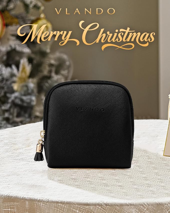VLANDO Small Jewelry Travel Case,Travel Essentials for Women,Jewelry Pouch Bags with Zipper,Velvet Jewelry Organizer Storage Bag for Bracelet Rings Earring-Black