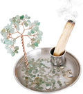 Incense Holder for Sticks, Anti-Ash Flying Incense Burner with Gemstone Money Tree Home Living Room Decorations Office Accessories for Women, Mothers Day Mom Gifts (Green Tree -14cm)