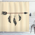 Ambesonne Arrows Shower Curtain, Arrow in Ethnical Pattern with Feathers Native Tribal Design Print, Cloth Fabric Bathroom Decor Set with Hooks, 69" W x 75" L, Beige Black