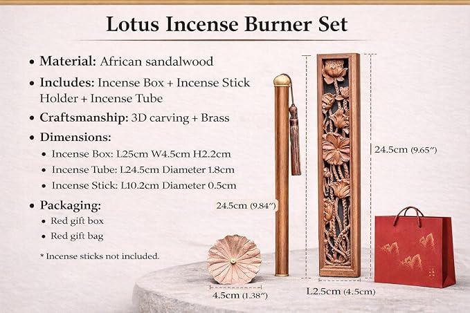 The Ultimate Zen Masterpiece: PW CO 4-Piece Hand-Carved African Sandalwood Incense Holder Ritual Set