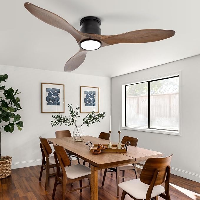 52'' Ceiling Fan with Lights and Remote, Amber Wood Ceiling Fans