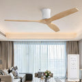 Sofucor 52" Solid Wood Ceiling Fan No Light, Low Profile Flush Mount Ceiling Fan with Remote, Outdoor Modern Ceiling Fan 6-Speed Timing Reversible DC Motor Noiseless for Living Room Bedroom Patio