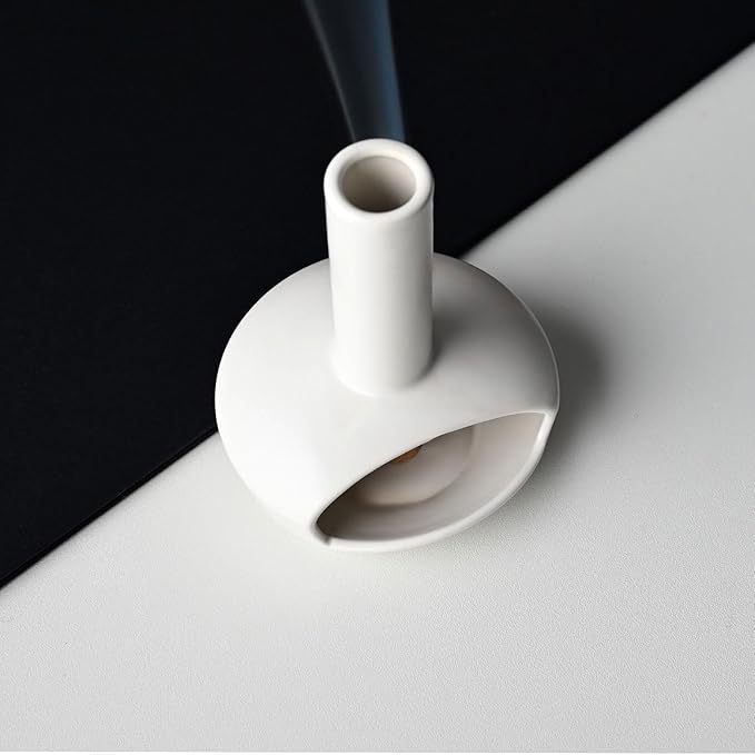 Tnstbiee Cute Ceramic Palo Santo Holder – Handcrafted Modern Incense Cone Burning Stand – Adorable Smudge Bowl for Yoga Aromatherapy & Meditation for Home Decor – Unique Chimney Design