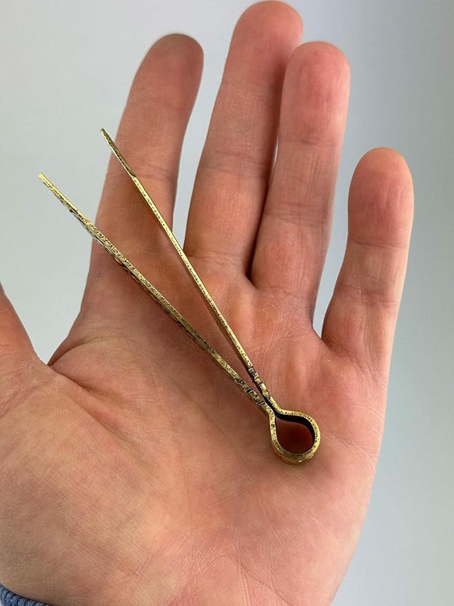 Vintage Brass Charcoal Tongs with Floral Engraved Handle - Antique Design Incense Tongs, 4.13 inches