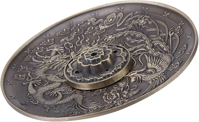 Incense Stick Holder Plate Zinc Alloy Dragon Pattern Incense for Bedroom Temple Office Hotel (Copper)