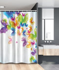 Ambesonne Butterfly Stall Shower Curtain, Group of Butterflies Band in Radiant Rainbow Colors Hope Summer Garden Art Print, Fabric Bathroom Decor Set with Hooks, 54" W x 78" L, Green Yellow