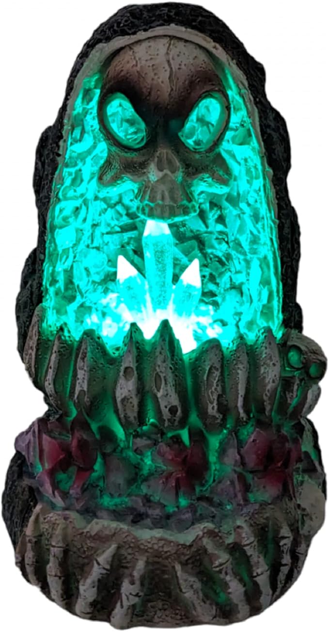 Geode Skull Back Flow Incense Burner w/LED - 6"