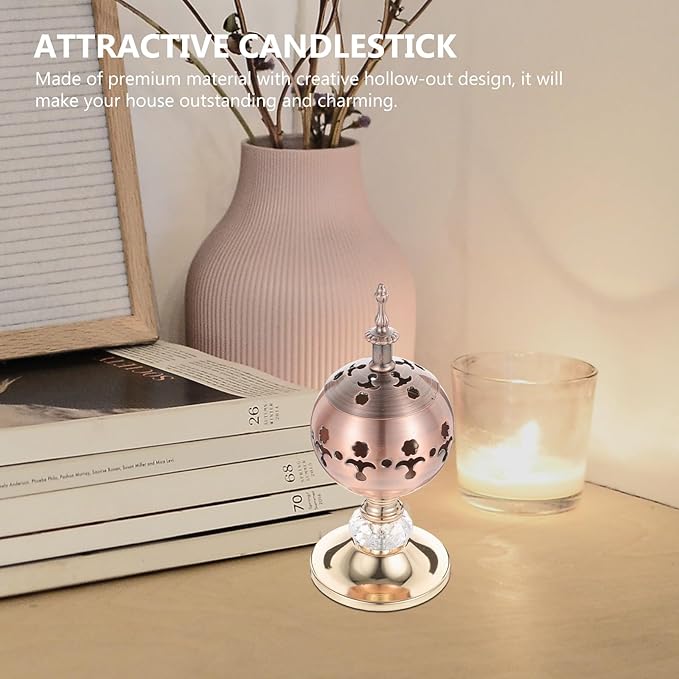 PRETYZOOM Wrought Iron Incense Burner 7.28In Tall Hollow-Out Metal Candle Stand – Heat-Resistant for Safe Incense Burning – for Home, Yoga Studio, Meditation Room