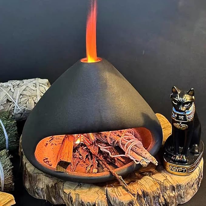 Ceramic Incense Holder Palo Santo Holder Handcrafted Dual-Use for Sage Sticks Cones Incense Burner for Yoga Meditation Aromatherapy Healing Home Decor Black (Style C)