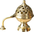 Brass Dhoop Dani with Handle for Puja | Traditional Brass Incense Burner with Dome Lid | Decorative Dhoop Holder for Temple, Home & Spiritual Use | (5 x 5)