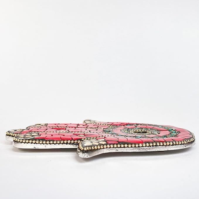 Red - Hamsa Hand Incense Holder - Mosaic Stones