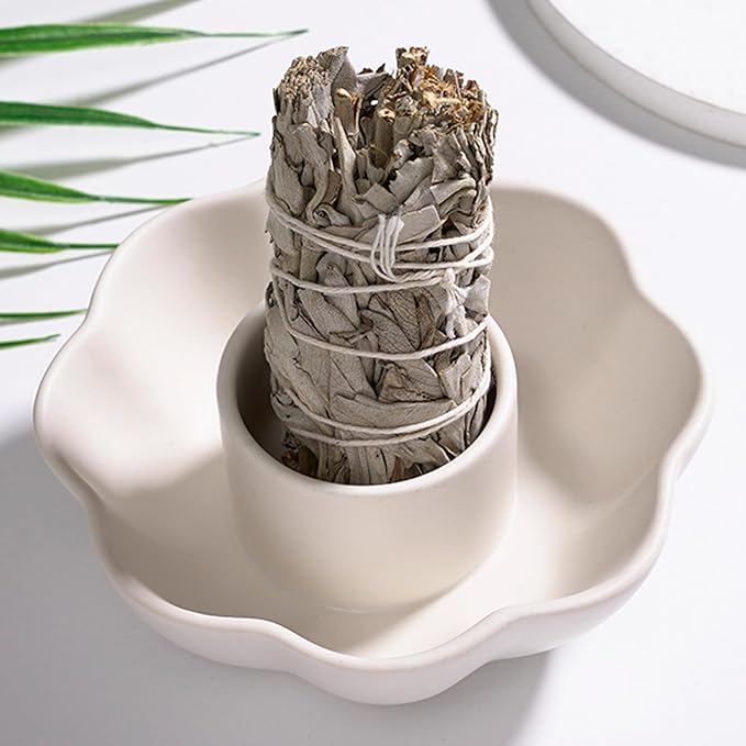 Petal Sage Holder, Sage Holder for Burning, Sage Burner, Smudge Bowl, Sage Buring Bowl, Incense and Candlestick Holder, Smudge Sticks Lotus Tea Light Holder Burner