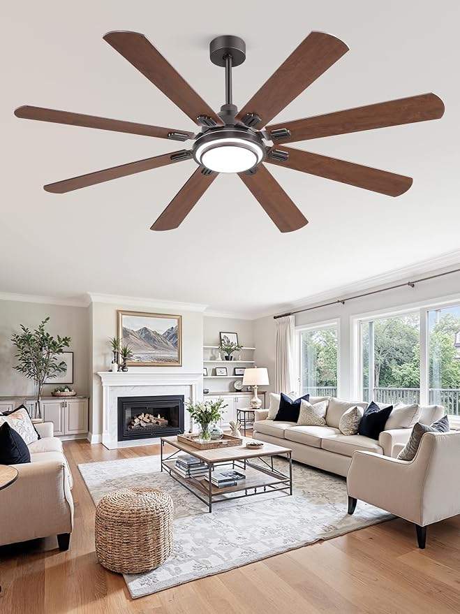 Fanbulous 65 Inch Ceiling Fans with Lights and Remote, Oil Bronze Ceiling Fan with 8 Dual-Color Blades, Indoor Large Ceiling Fans, Reversible DC Motor, 6-Speed, 3CCT for Living Porch Patio