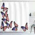 Ambesonne Americana Shower Curtain, American Flag in Flying Butterflies Freedom Patriotism Spring Inspired Design, Cloth Fabric Bathroom Decor Set with Hooks, 69" W x 84" L, Red White Blue