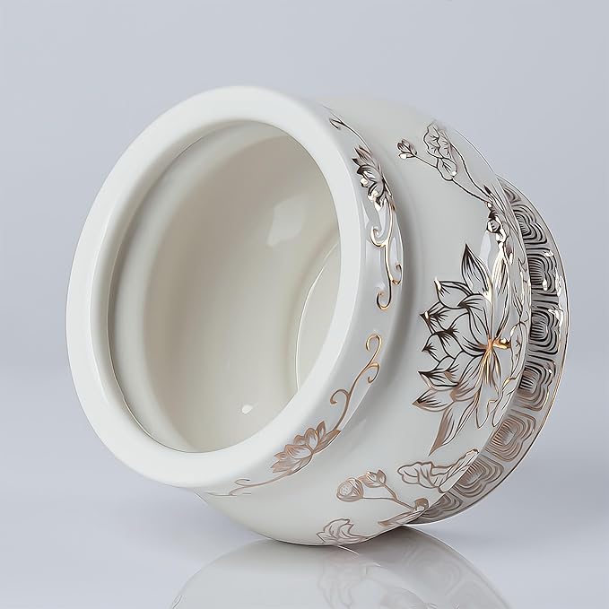 Qinlang Small White Ceramic Buddhist Incense Burner Bowl, Buddha Incense Holder for Stick - 4 Inches