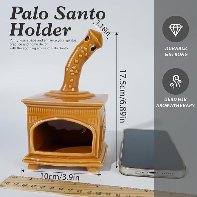MOUGIGI Ceramic Palo Santo Holder and Mini Chiminea Smudge Bowl | Versatile Burner for Sage Sticks, Incense Cones, Copal and Candles | Suitable for Yoga, Meditation and Mindfulness Practices