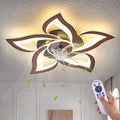 Dalouguan 24" Ceiling Fan with Lights Remote Control, Wooden Geometric 6 Speeds 3 Light Color Low Profile Flush Mount Ceiling Fan for Kitchen Bedroom