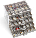YUFONG Earring Storage Box Organizer, Acrylic Jewelry Storage Box Holder 5 Drawers Transparent Jewelry Display Stand with 120 Small Compartments Gift Boxes for Women Girls (Gray)