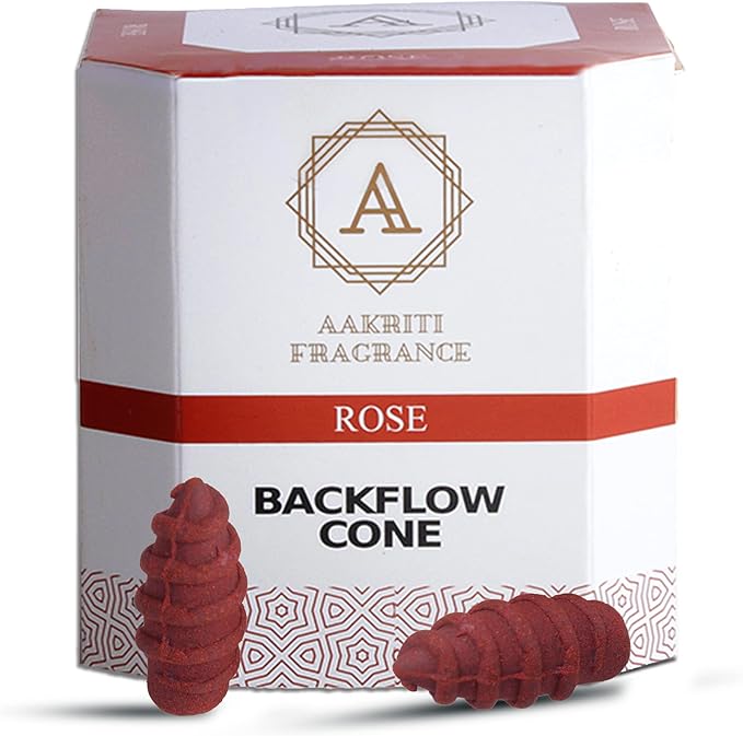 Backflow Natural Incense Waterfall Cones Unique Shape for Backflow Incense for Prayer, Meditation, Relaxation Burner Holder (25 pcs) (Rose, Screw)